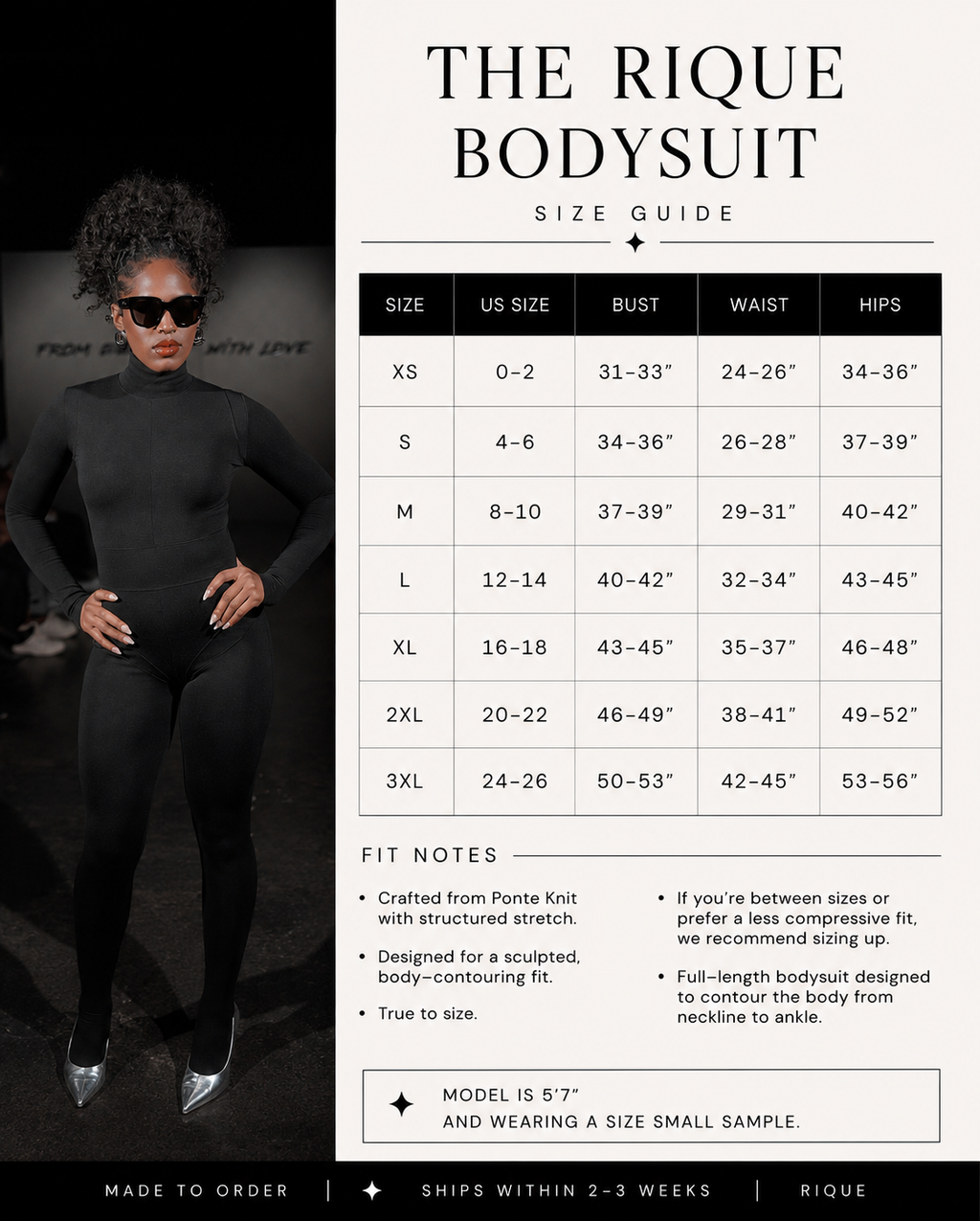 THE RIQUE BODYSUIT BLACK