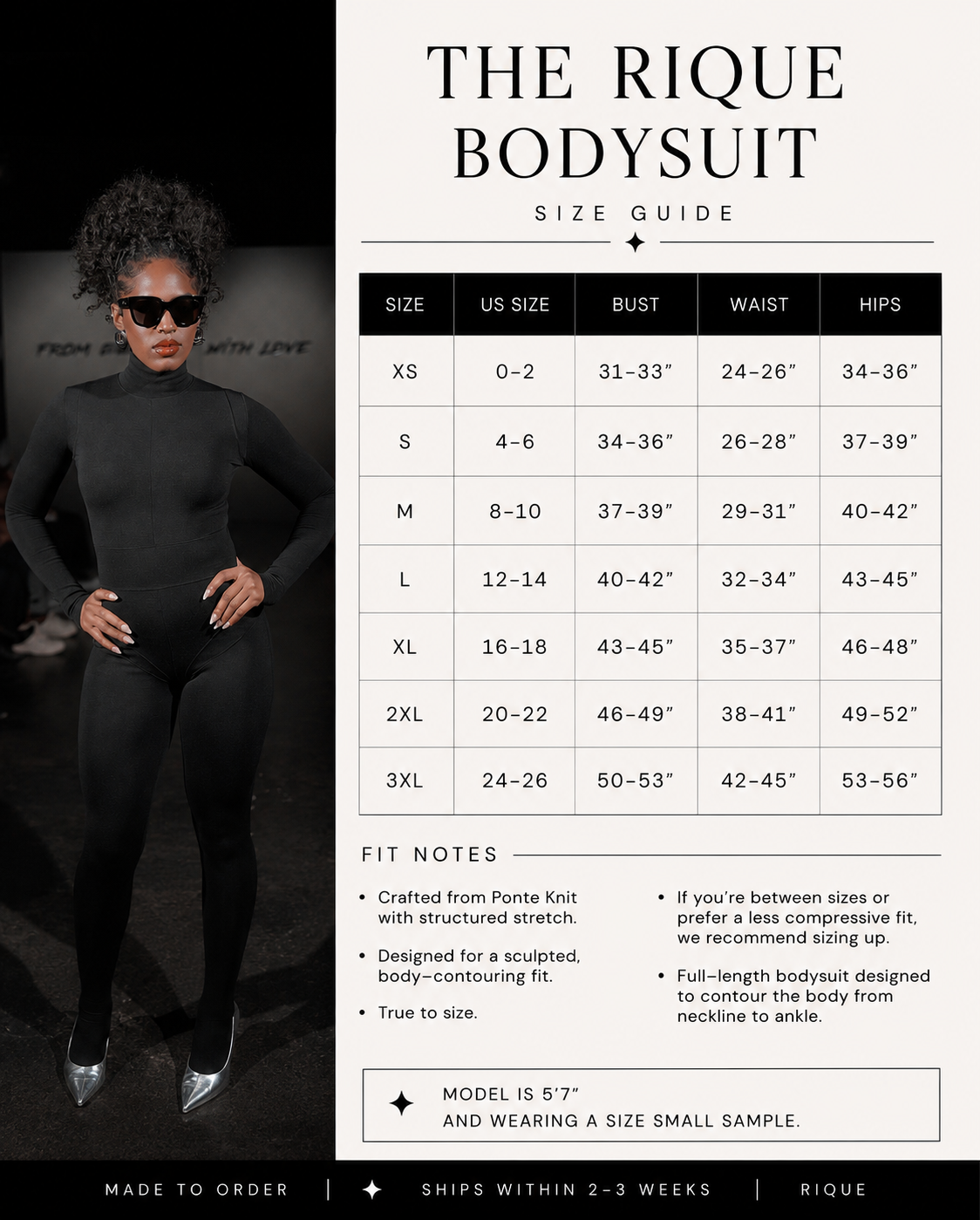 THE RIQUE BODYSUIT BLACK